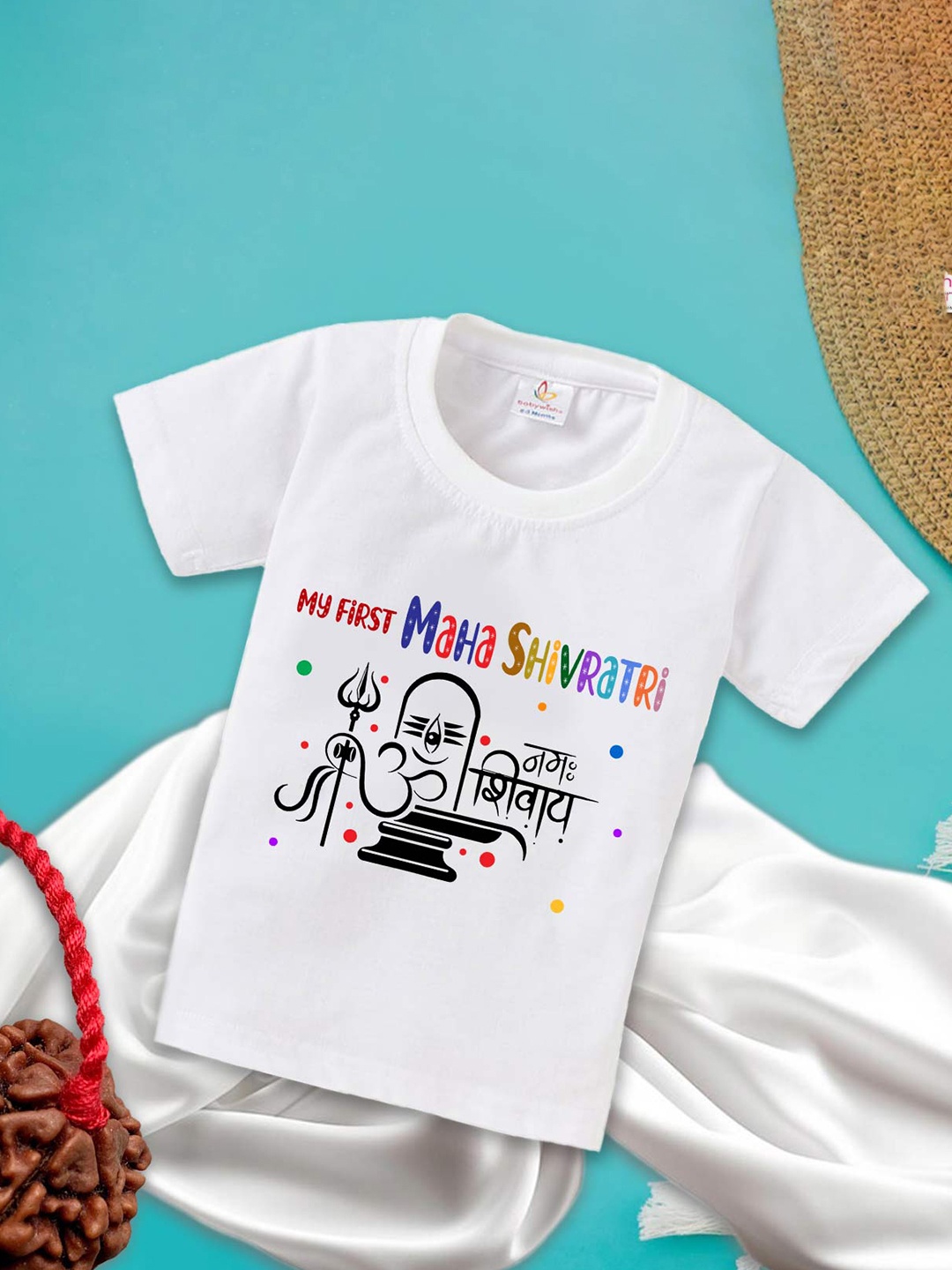 

Babywish Kids Mahashivratri Printed Cotton T-shirt, White