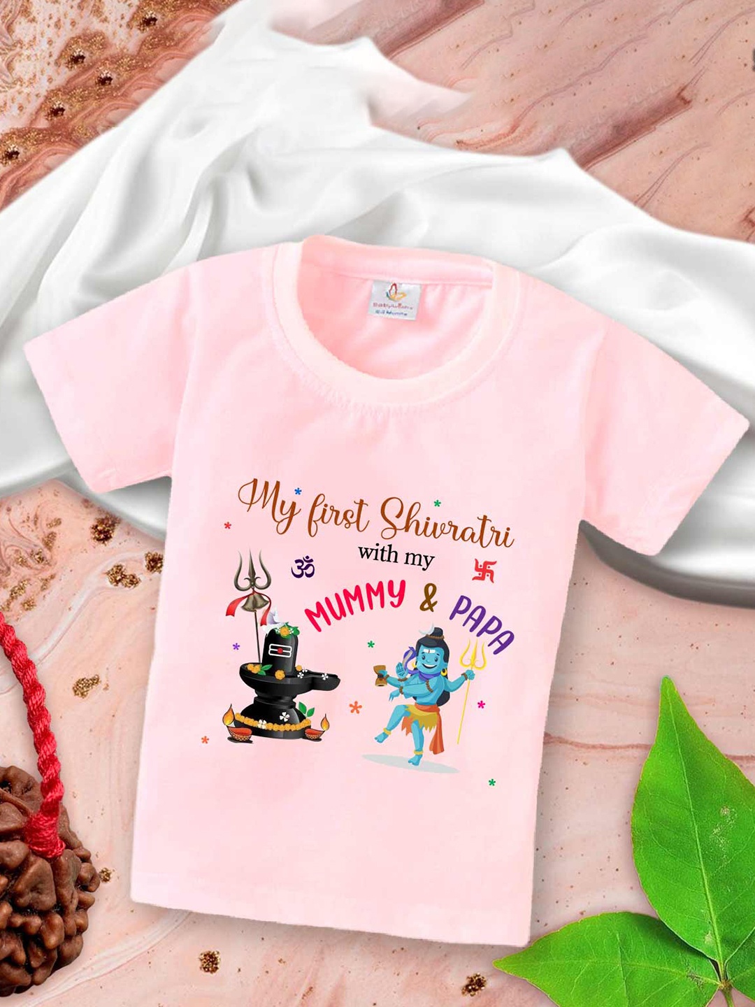 

Babywish Kids Mahashivratri Printed Cotton T-shirt, Pink