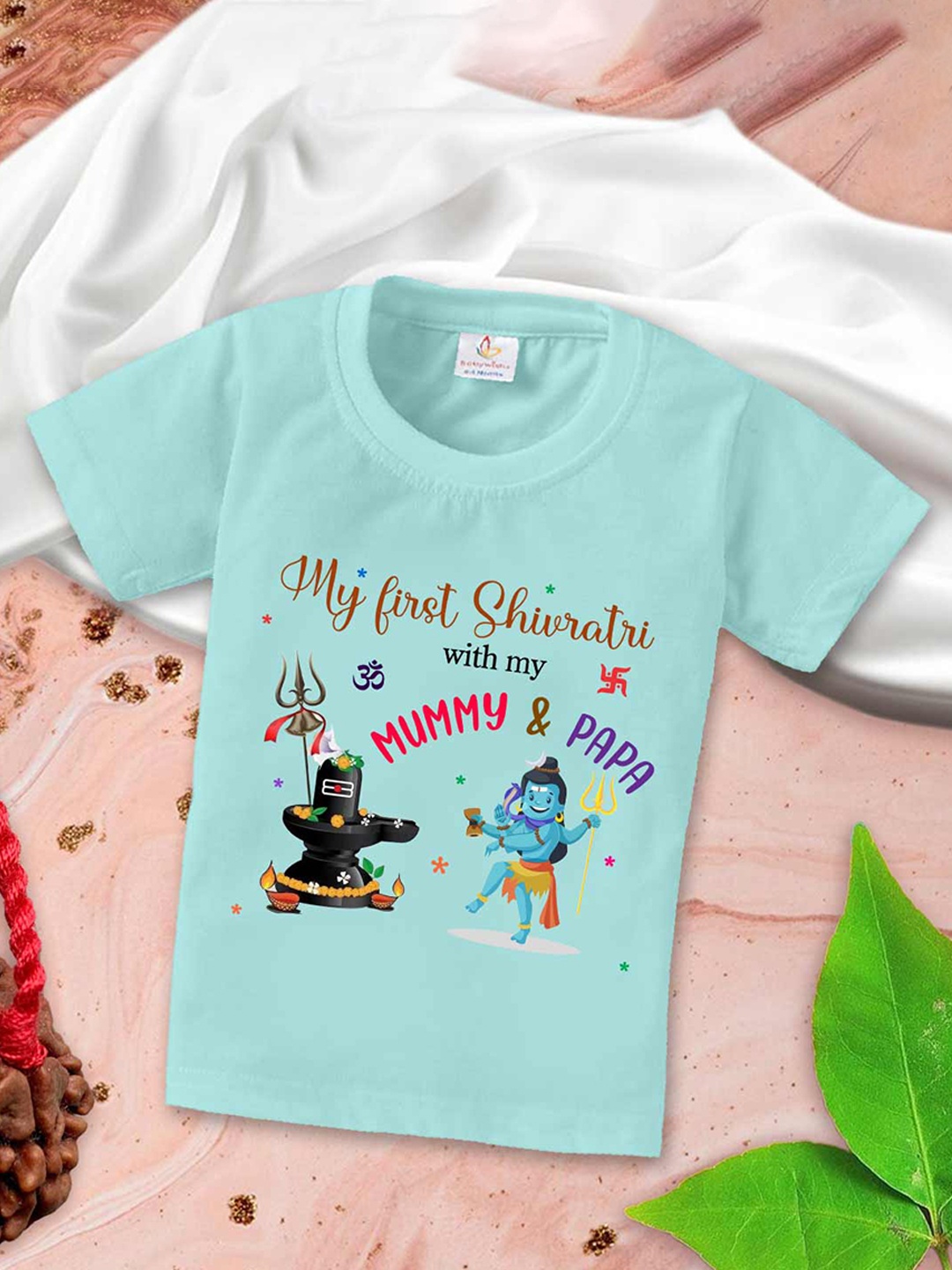 

Babywish Kids Mahashivratri Printed Cotton T-shirt, Sea green