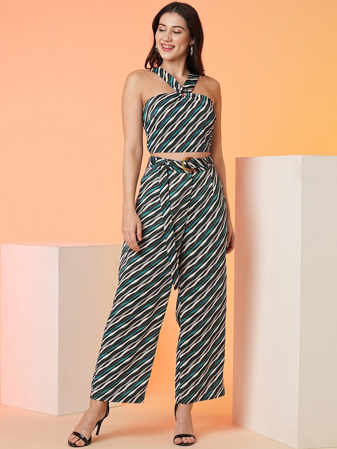 

Globus Green Printed Top With Trousers