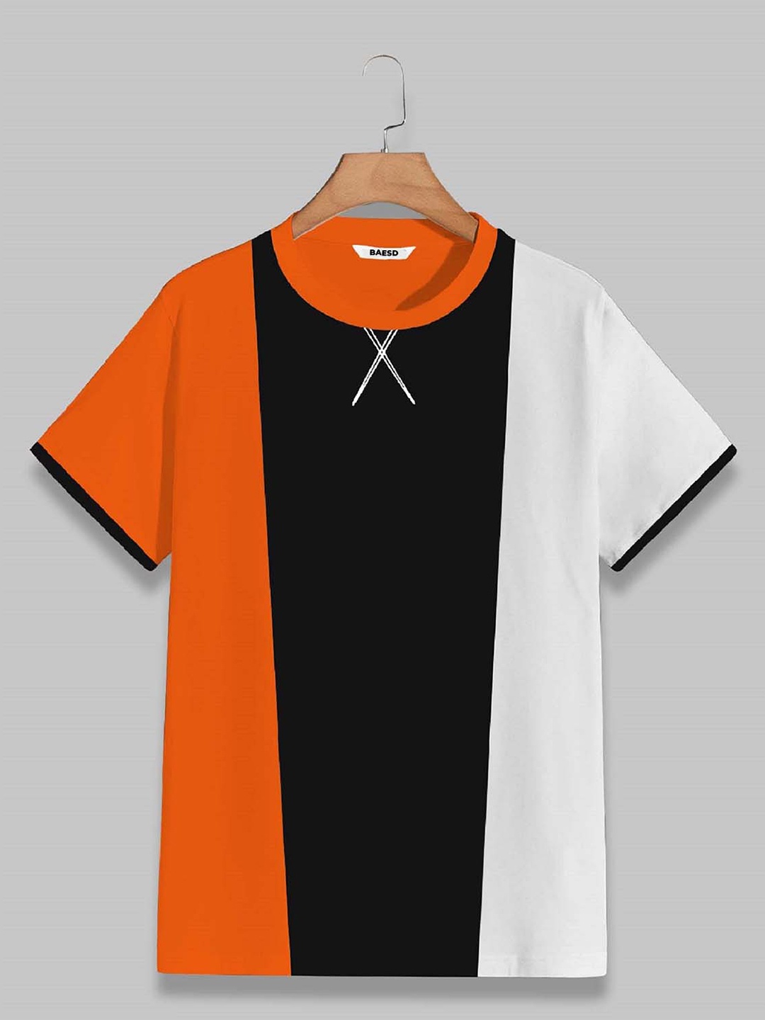 

BAESD Boys Colourblocked Half Sleeve Applique T-shirt, Orange