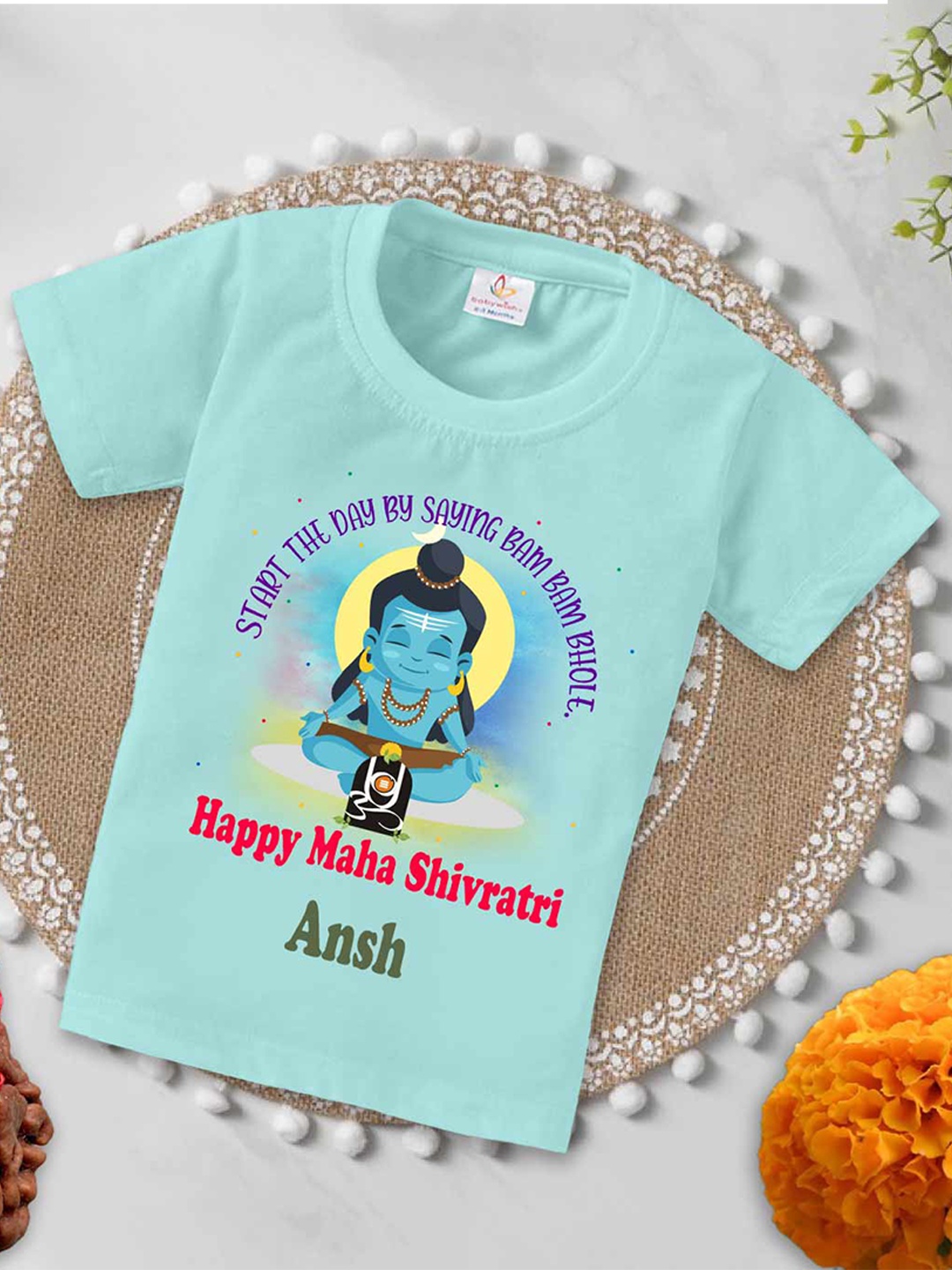 

Babywish Kids Mahashivratri Printed Cotton T-shirt, Sea green