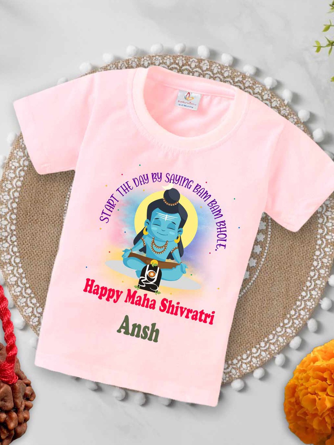 

Babywish Kids Mahashivratri Printed Cotton T-shirt, Pink