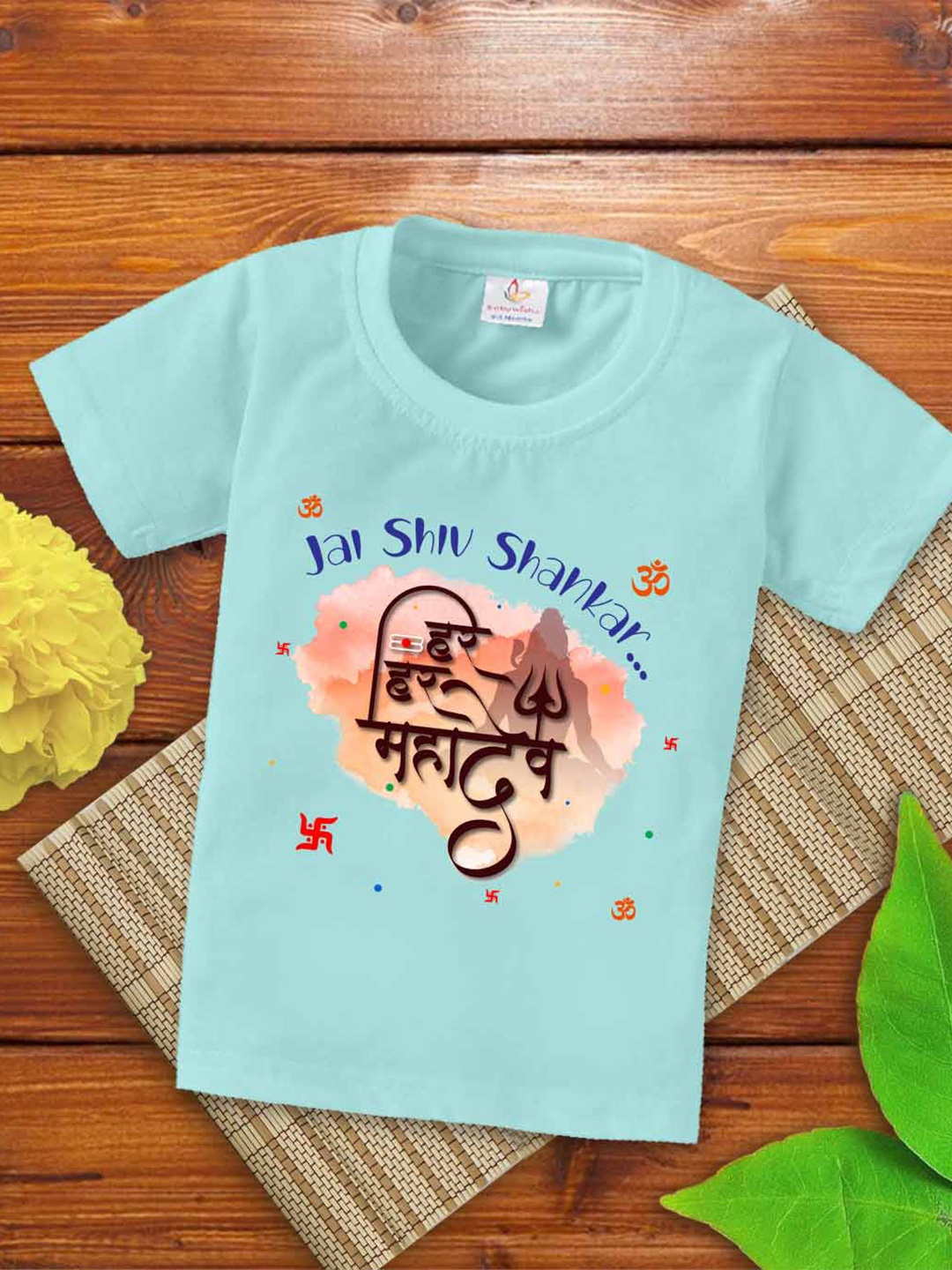 

Babywish Kids Mahashivratri Printed Cotton T-shirt, Sea green
