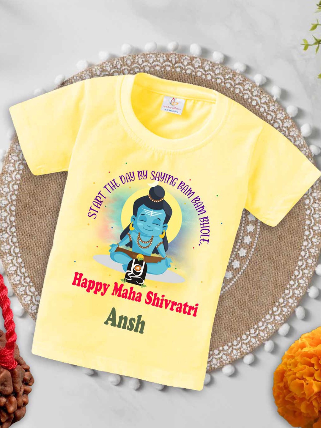 

Babywish Kids Mahashivratri Printed Cotton T-shirt, Yellow