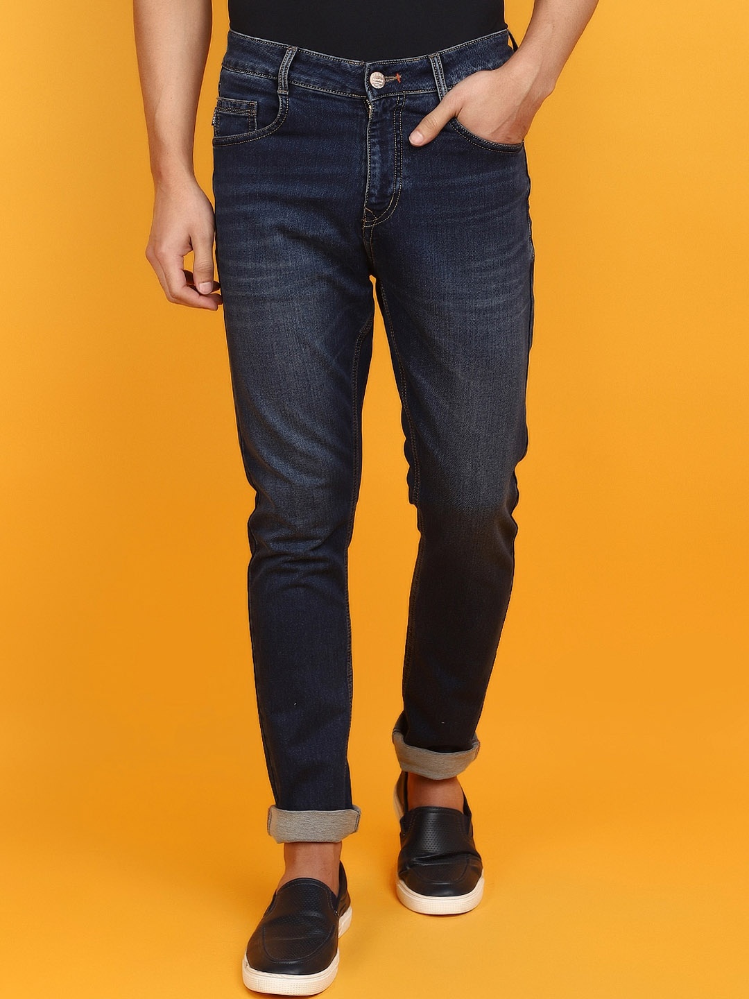 

V-Mart Men Slim Fit Light Fade Cotton Jeans, Blue