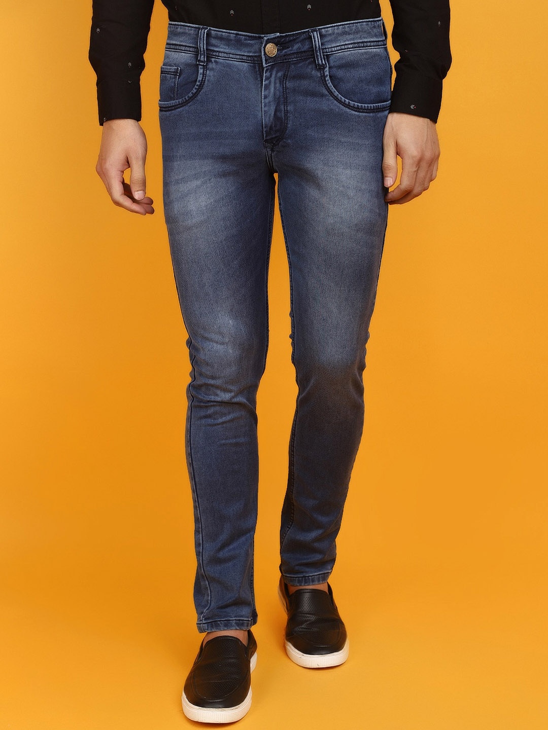 

V-Mart Men Heavy Fade Mid-Rise Denim Jeans, Blue