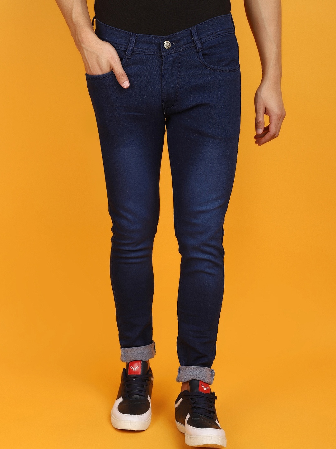 

V-Mart Men Light Fade Mid-Rise Denim Cotton Jeans, Blue