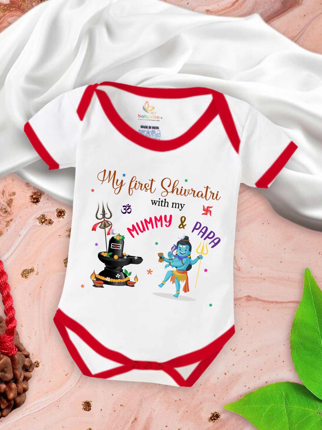 

Babywish Infants Printed Cotton Bodysuit, Red