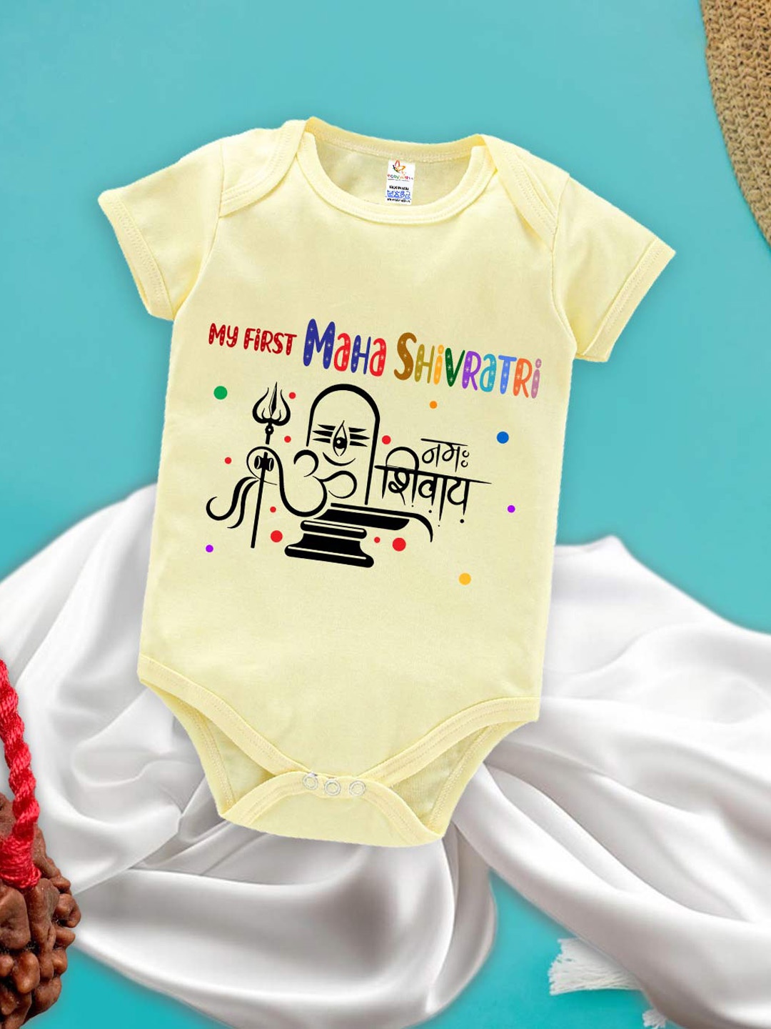 

Babywish Infants Printed Cotton Mahashivratri Special Bodysuit, Yellow