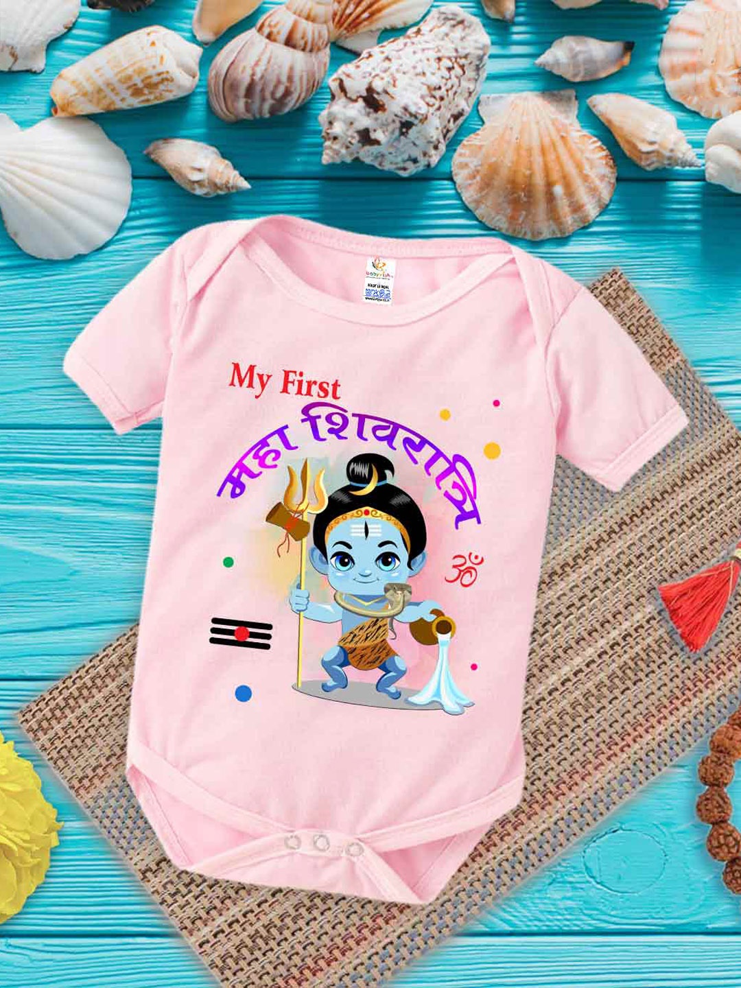 

Babywish Infants Printed Cotton Mahashivratri Special Bodysuit, Pink
