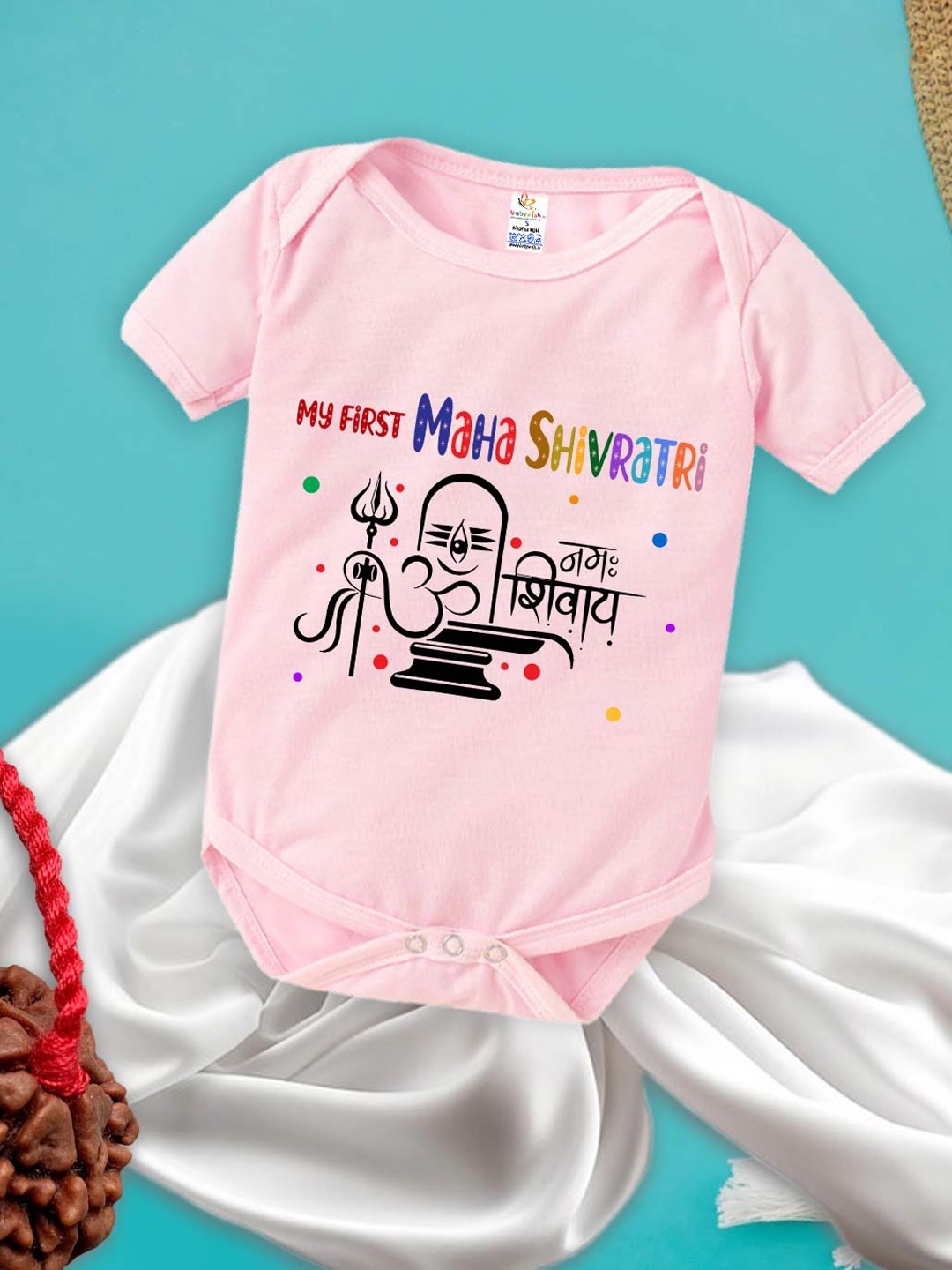 

Babywish Infants Mahashivratri Printed Cotton Bodysuits, Pink