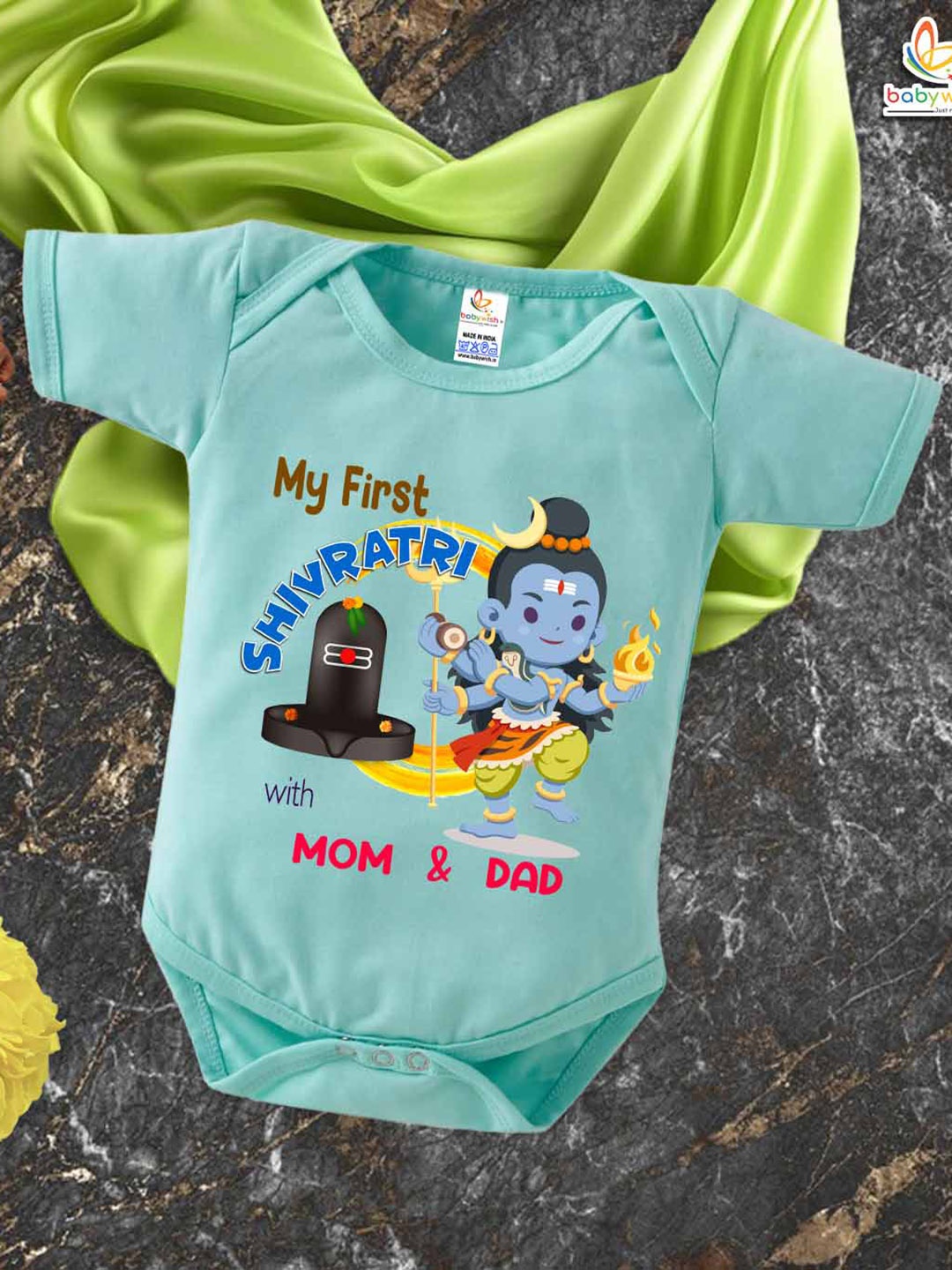 

Babywish Infants Printed Cotton Bodysuit, Sea green