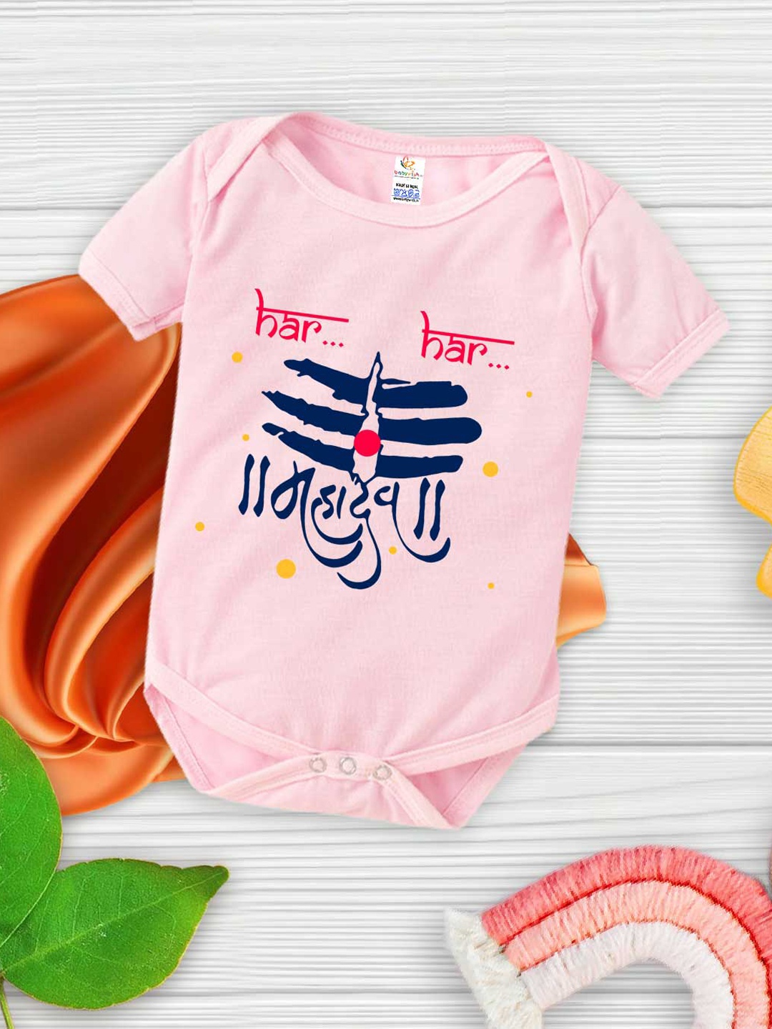 

Babywish Infants Printed Cotton Mahashivratri Special Bodysuit, Pink