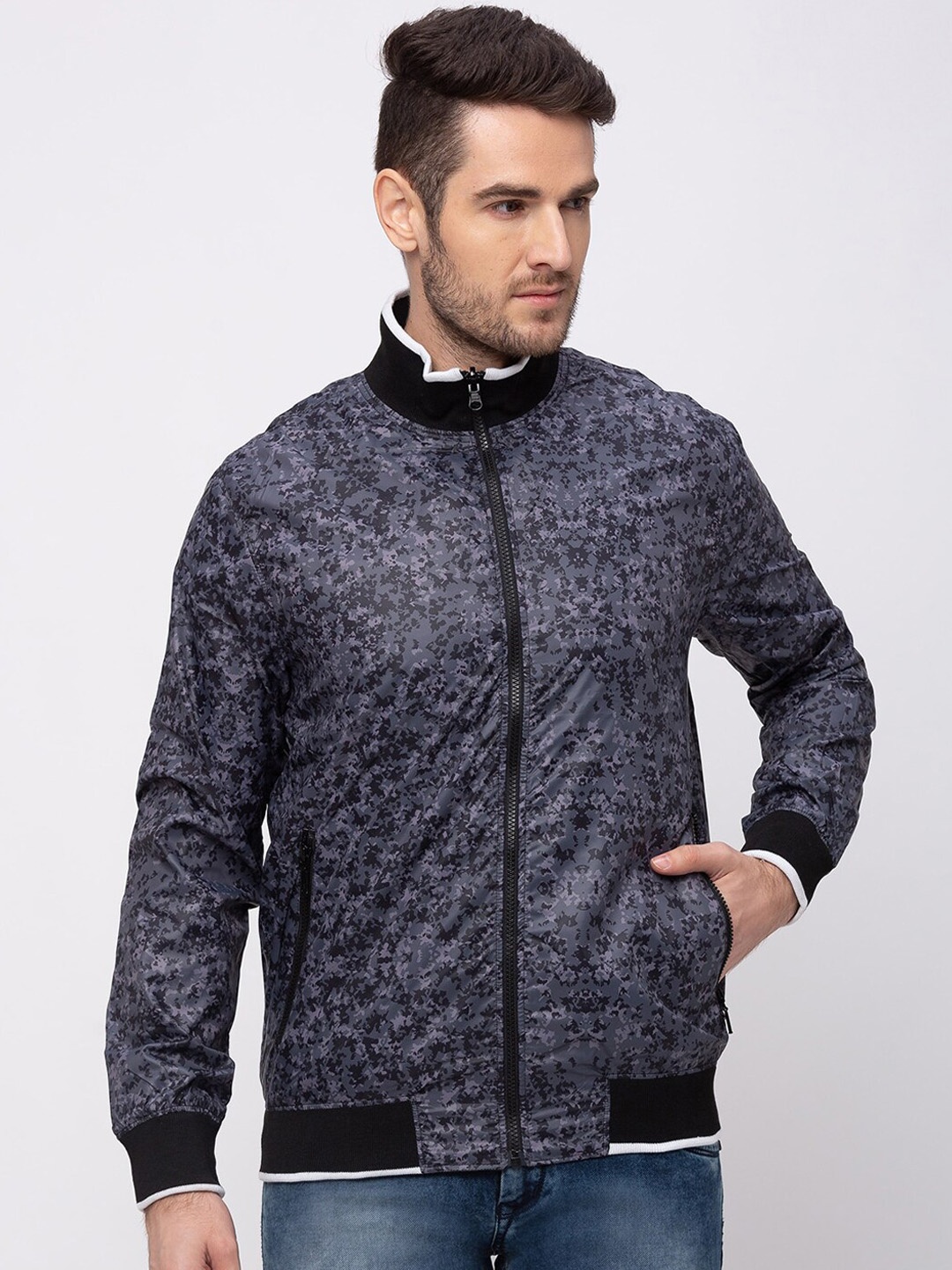 

Kenneth Cole Floral Bomber Jacket, Black