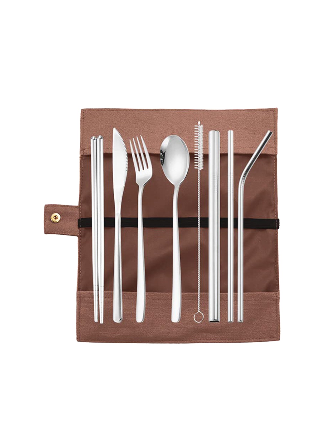 

Kuber Industries Grey & Silver Toned 9 Pcs Mixed Cutlery Set With Bag