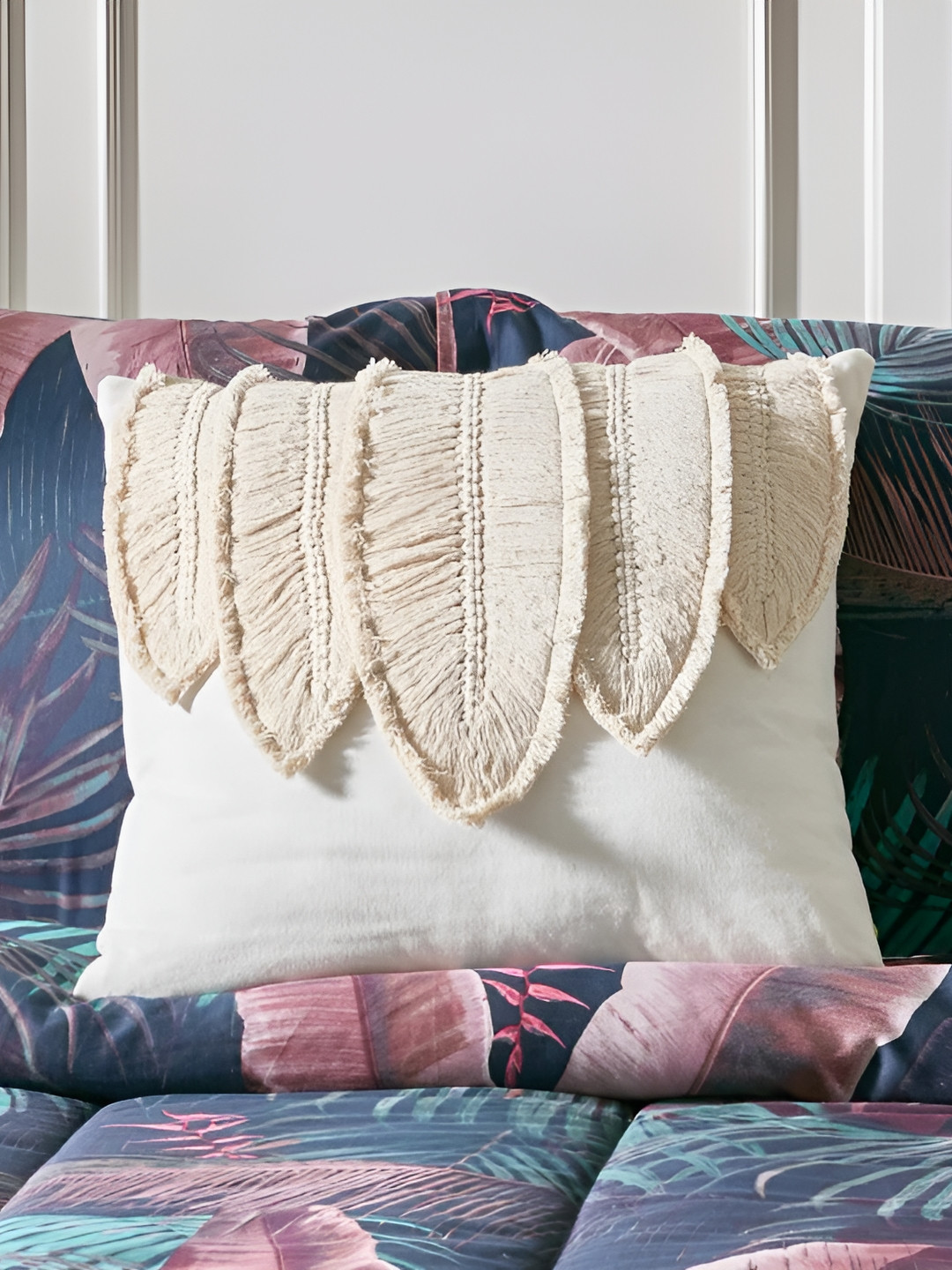 

aadyahome Cream-Coloured Embroidered Square Cushion Covers