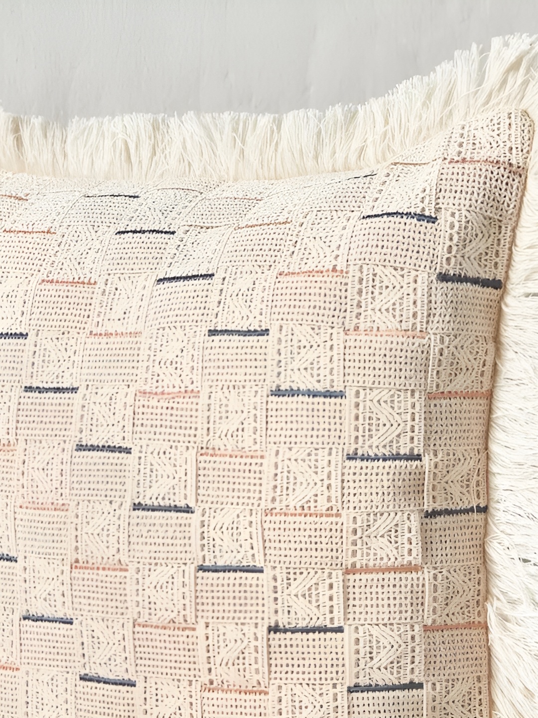 

aadyahome Cream-Coloured & Grey Embroidered Square Cushion Covers