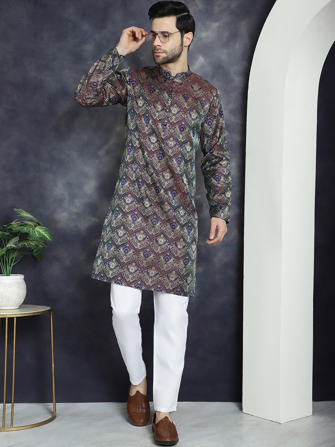 

Jompers Jacquard Kaftan Kurta, Purple