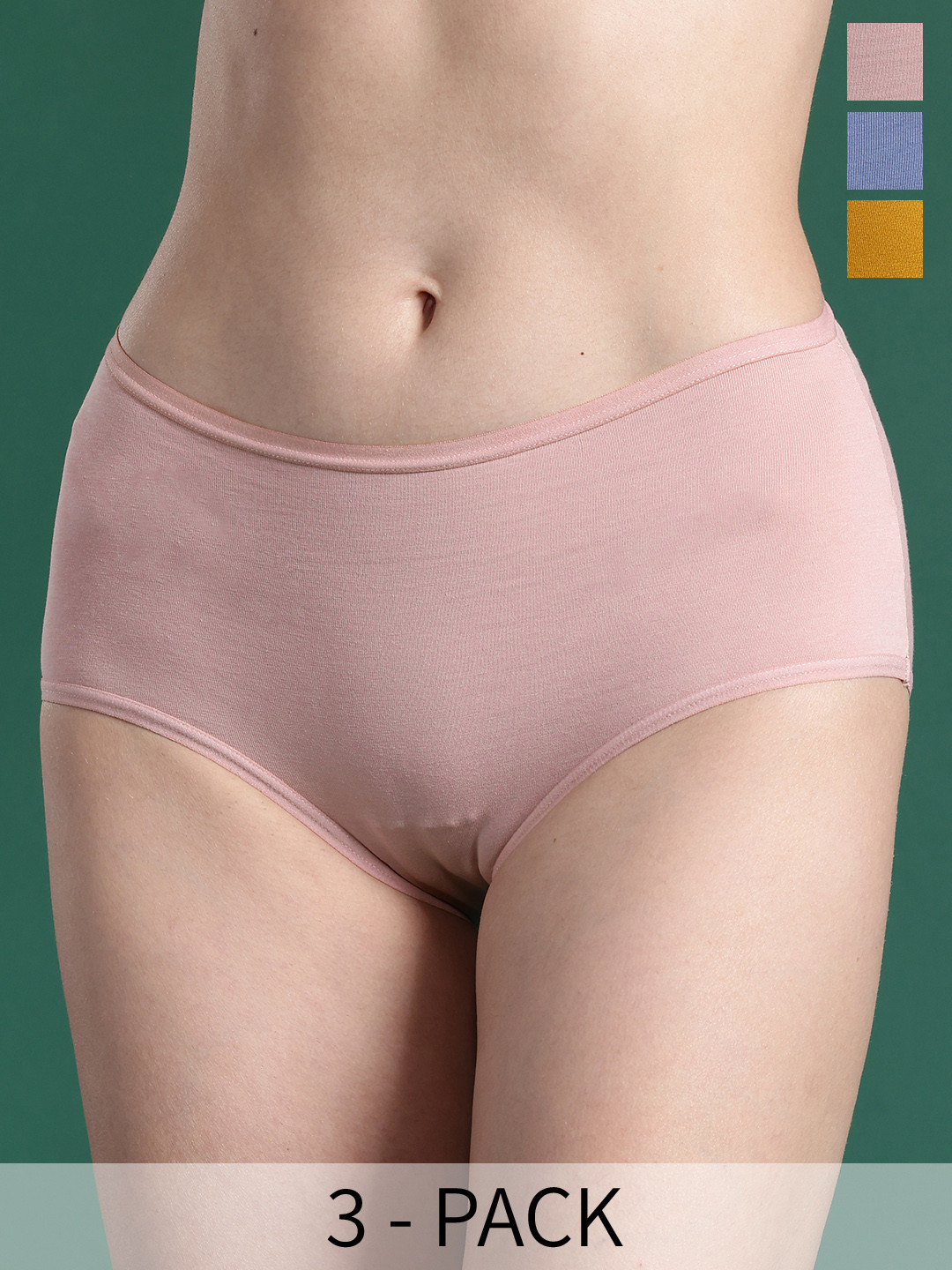 

DressBerry Pack Of 3 High-Rise Hipster Briefs, Mustard