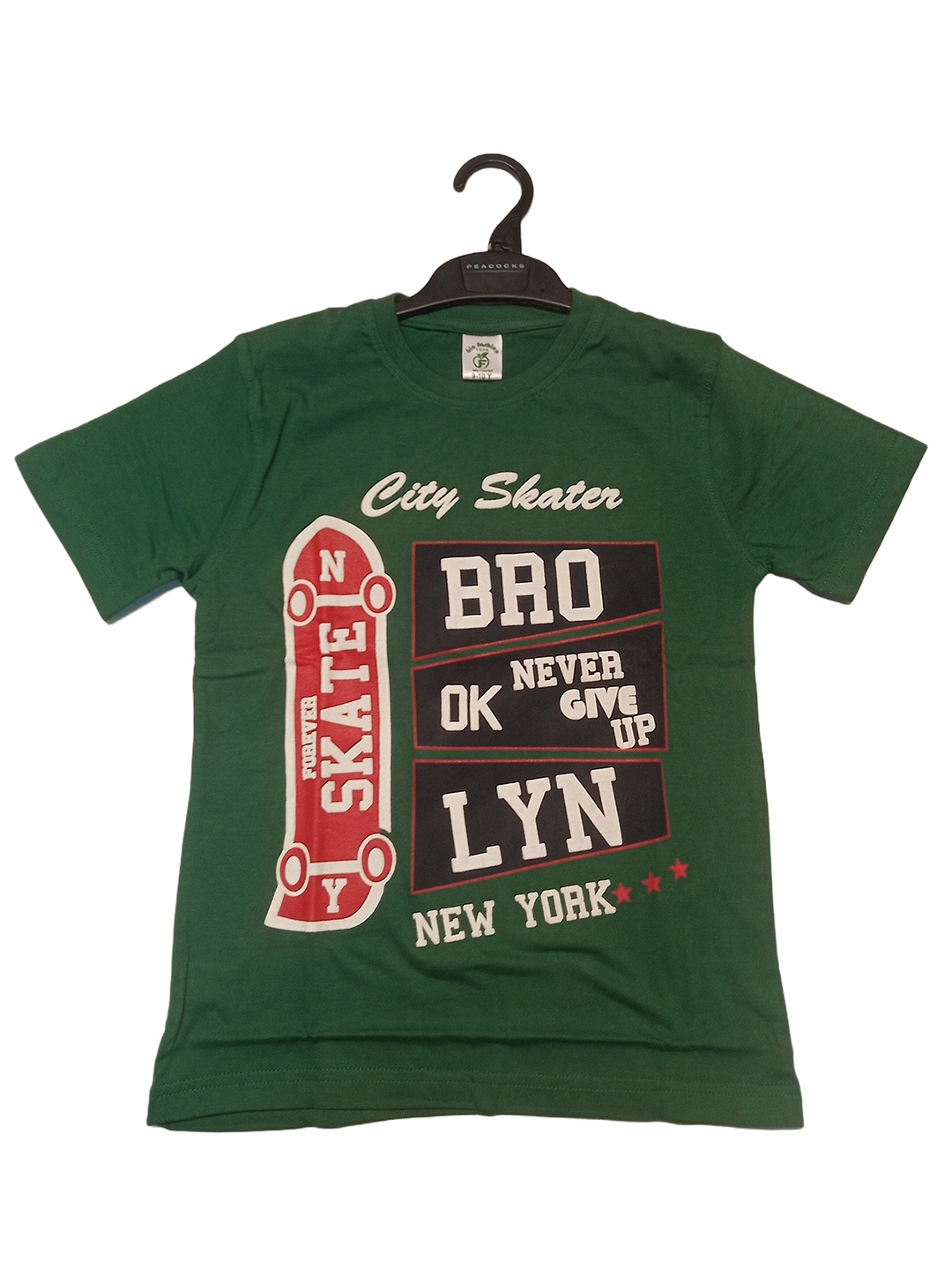 

BAESD Boys Typography Printed Applique T-shirt, Green