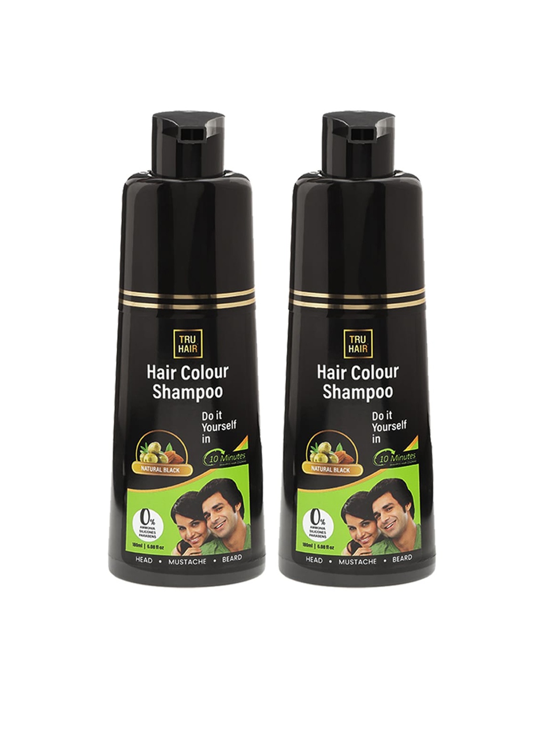 

TRU HAIR Set Of 2 Hair Color Shampoo With Aloe Vera - 100ml Each, Black