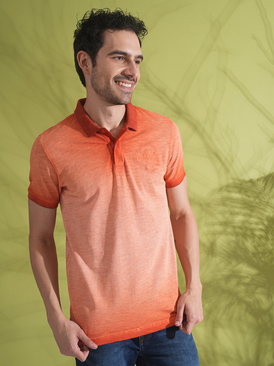 

Crocodile Polo Collar Cotton Slim Fit T-shirt, Orange