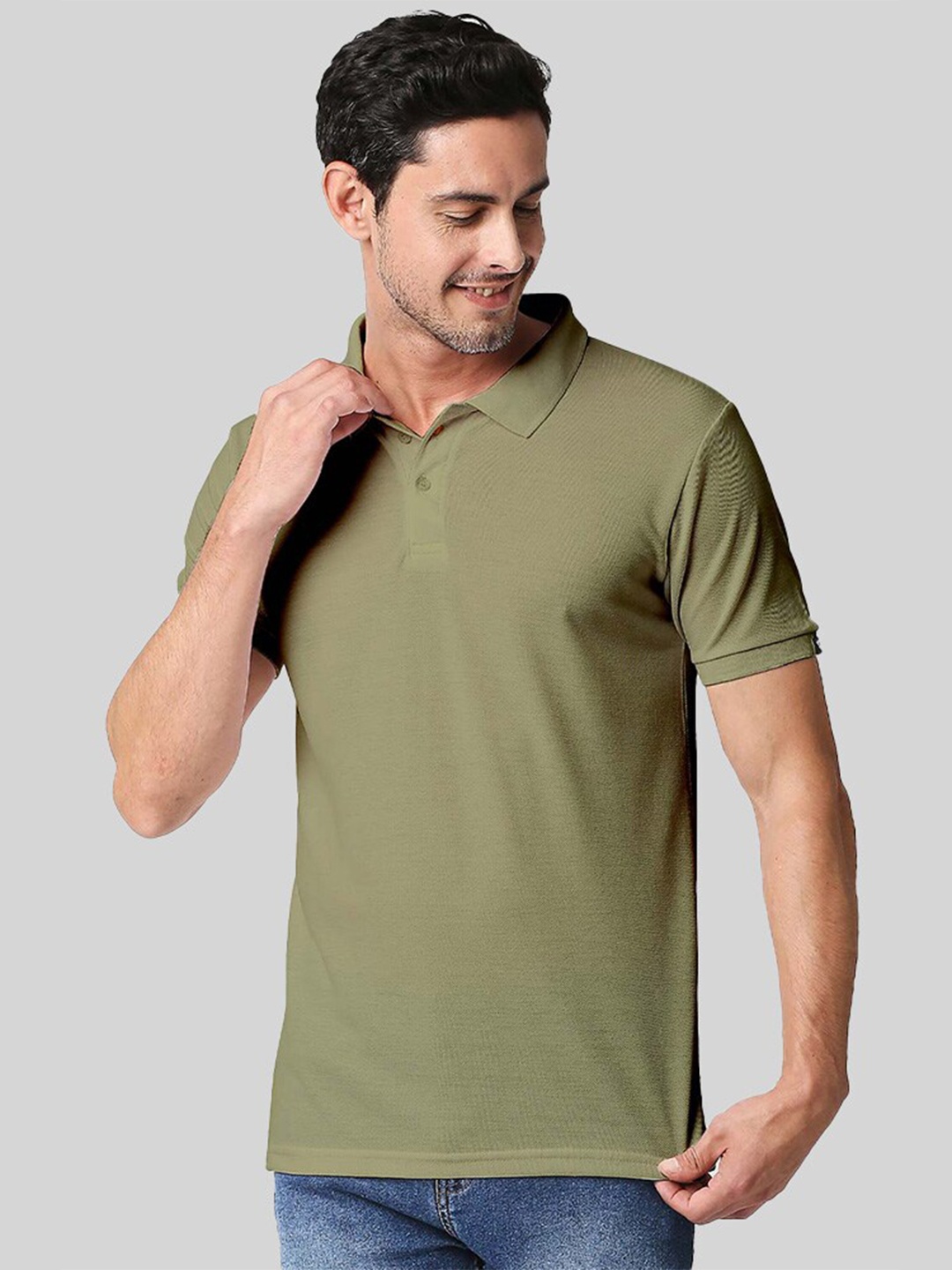 

Wear Your Opinion Men Polo Collar Neck Poly Cotton Button T-shirt, Olive