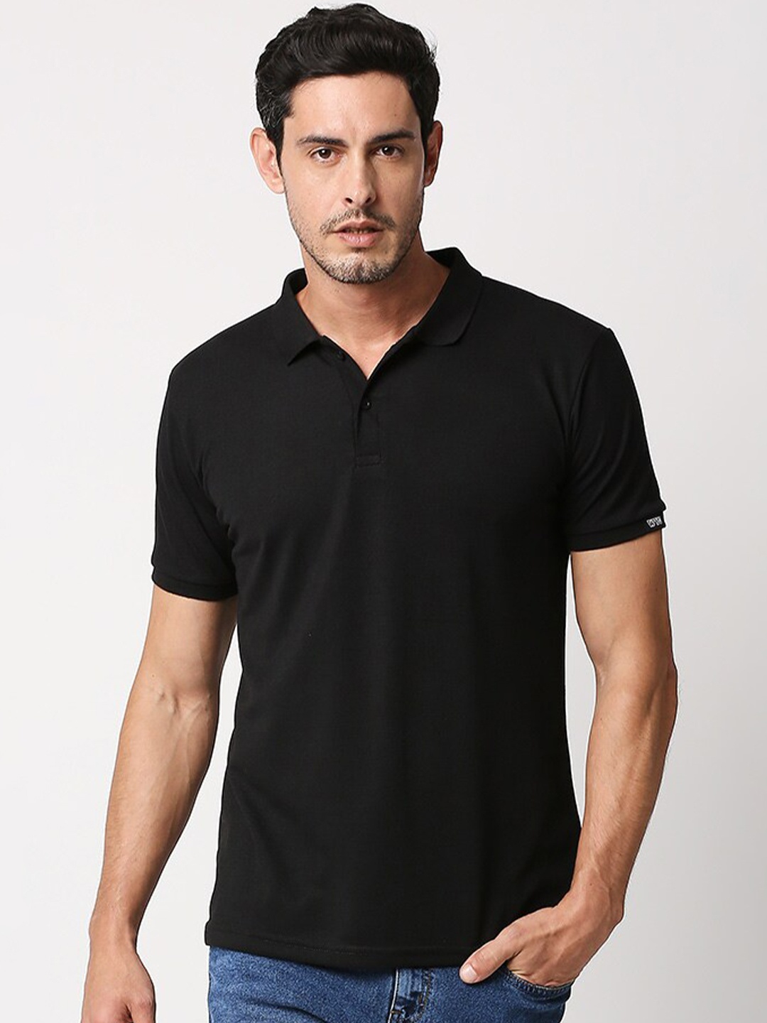 

Wear Your Opinion Men Polo Collar Neck Poly Cotton Button T-shirt, Black