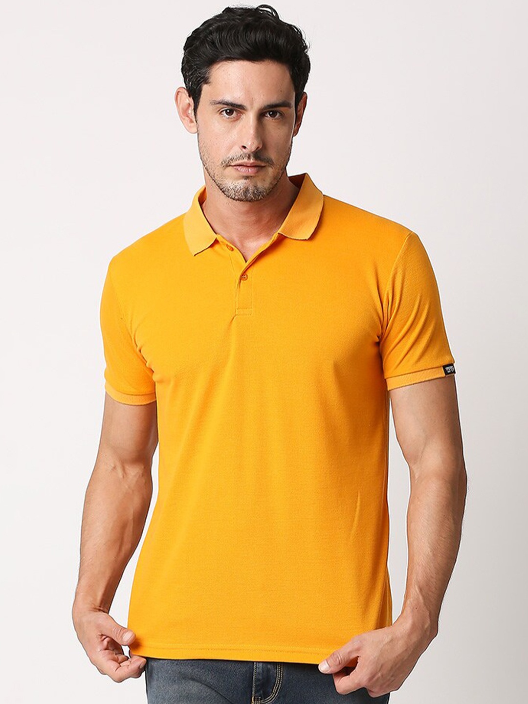 

Wear Your Opinion Men Polo Collar Neck Poly Cotton Button T-shirt, Mustard