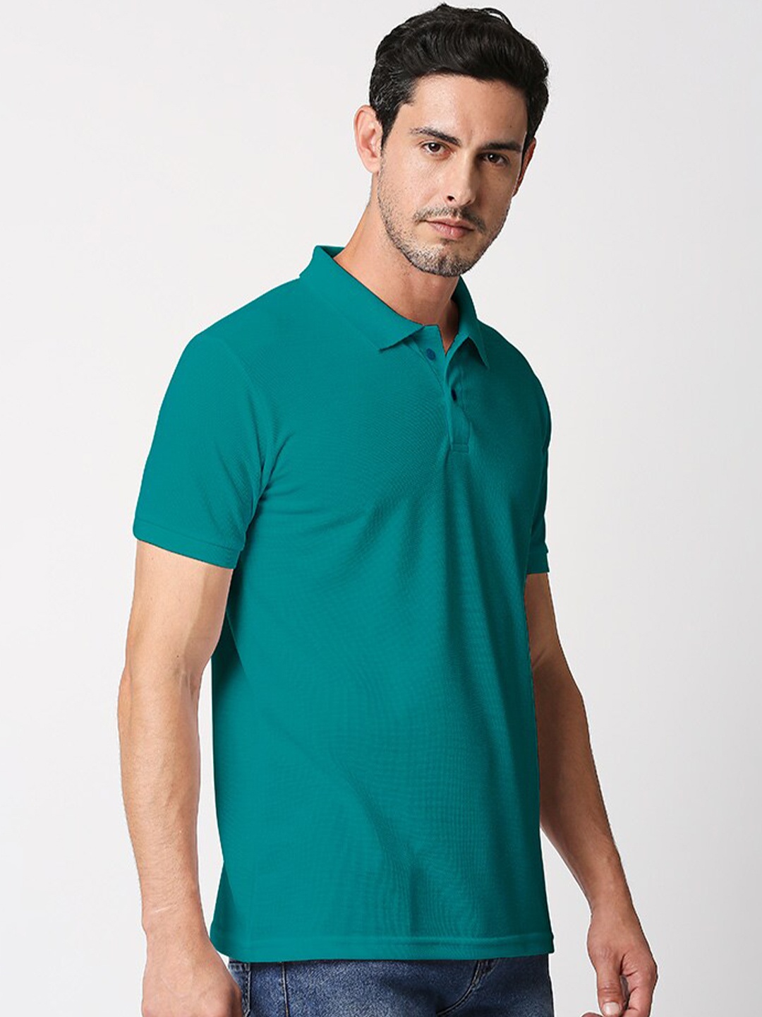 

Wear Your Opinion Men Polo Collar Neck Poly Cotton Button T-shirt, Teal