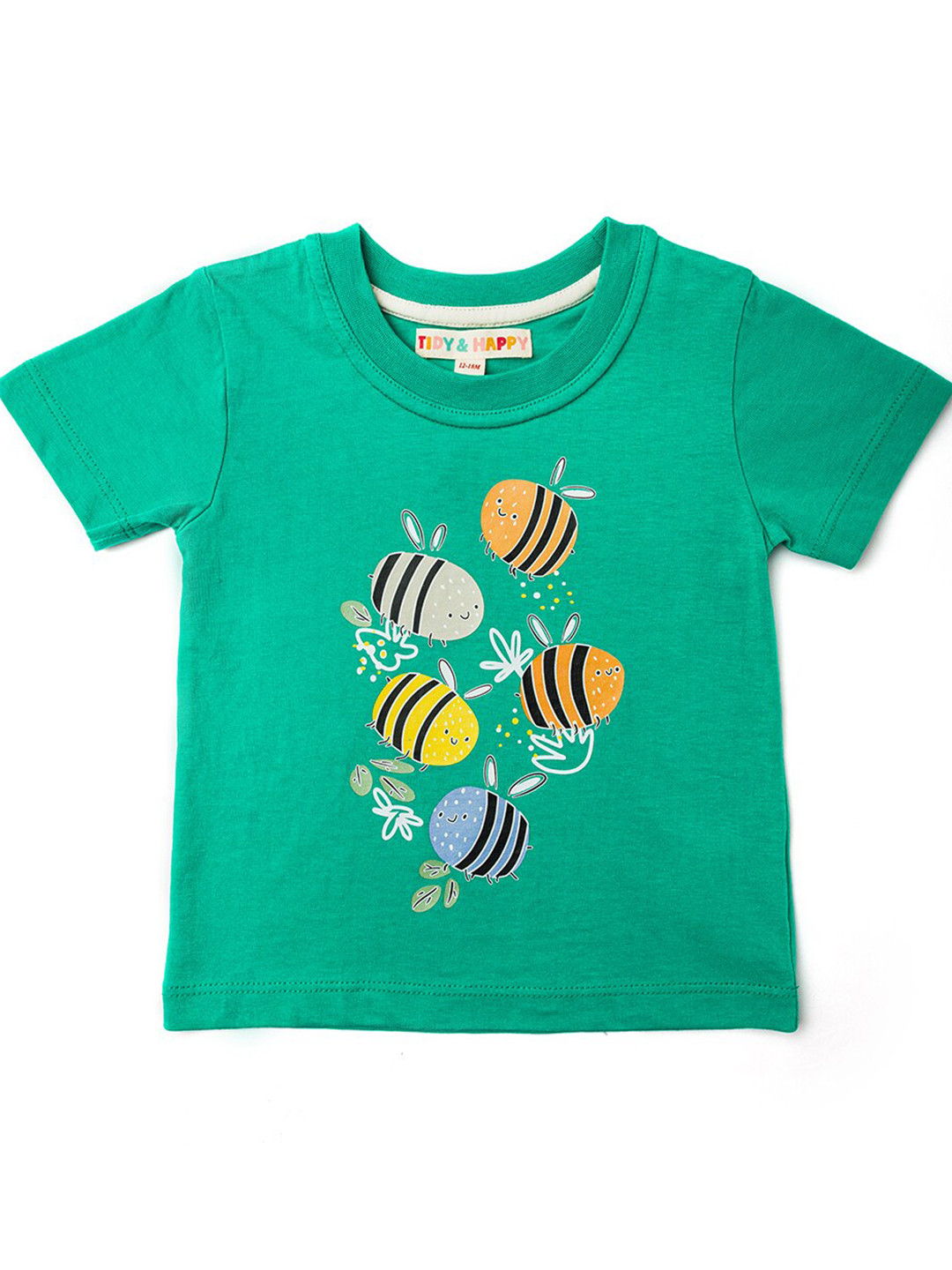 

TIDY SLEEP Kids Graphic Printed Round Neck Regular Sleeves Cotton Applique T-shirt, Green