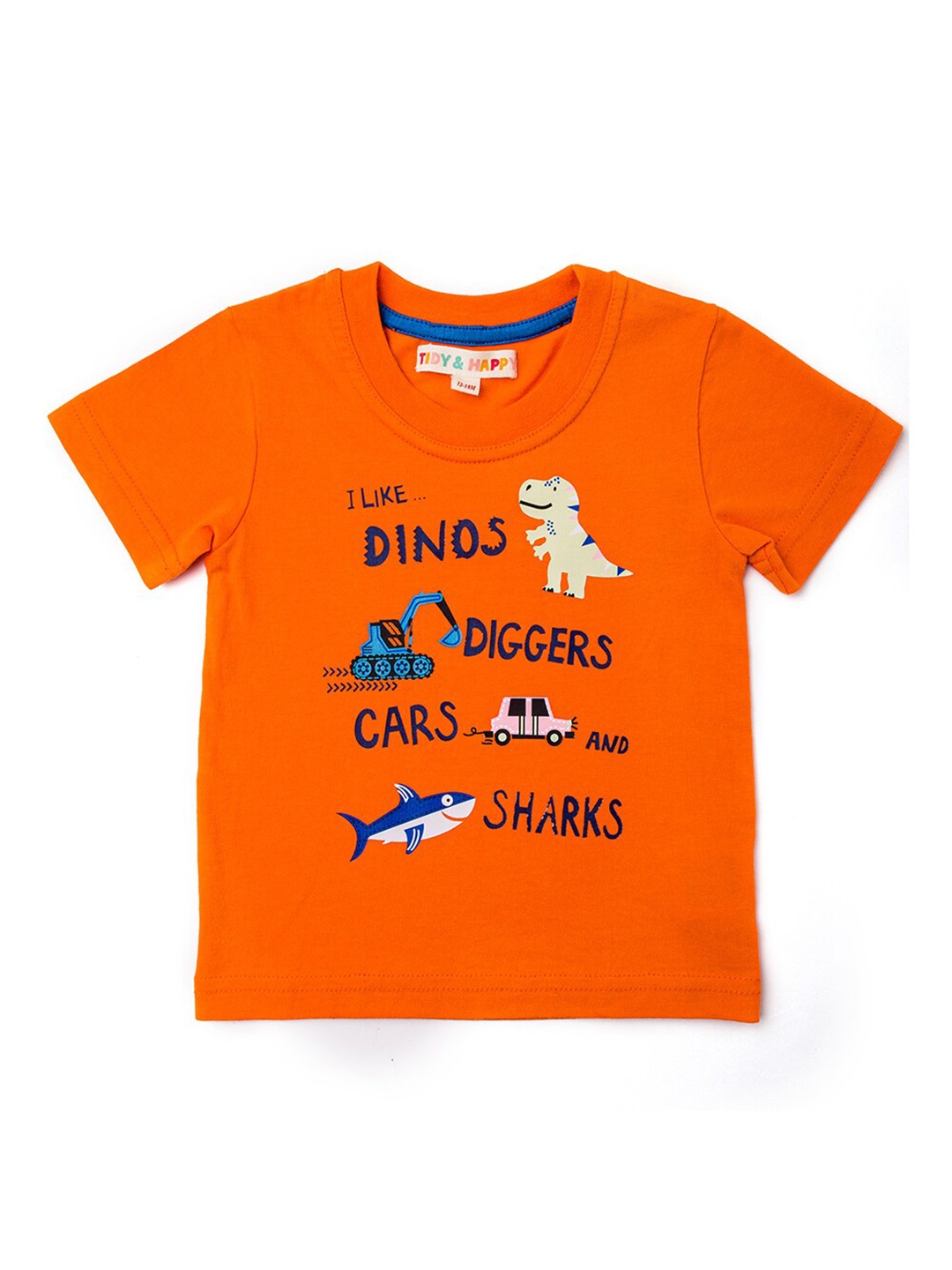 

TIDY SLEEP Kids Typography Printed Round Neck Regular Sleeves Cotton Applique T-shirt, Orange