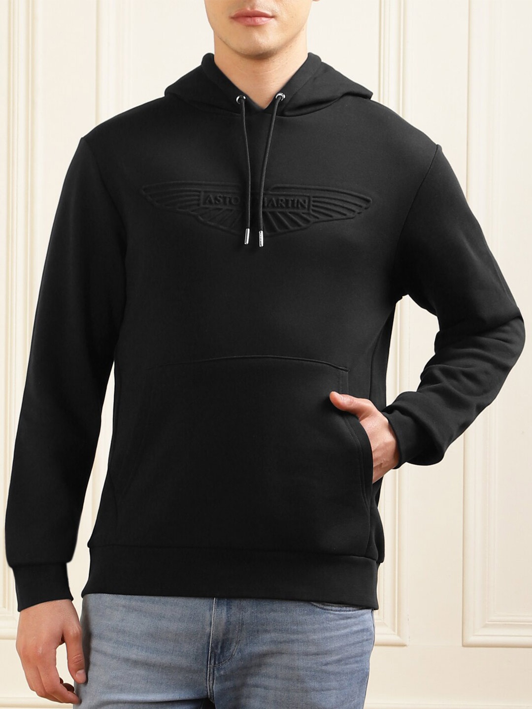 

HACKETT LONDON Hooded Long Sleeves Cotton Pullover Sweatshirt, Black