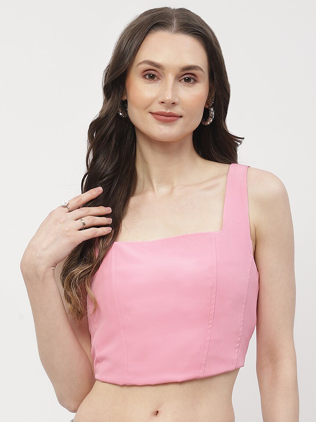 

Madame Square Neck Sleeveless Crop Top, Pink