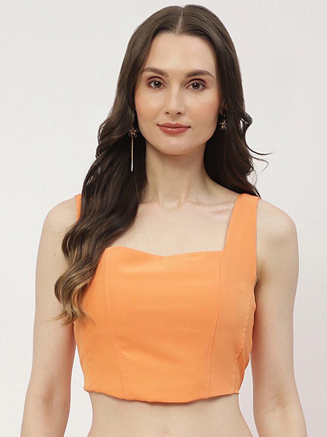 

Madame Square Neck Sleeveless Crop Top, Orange