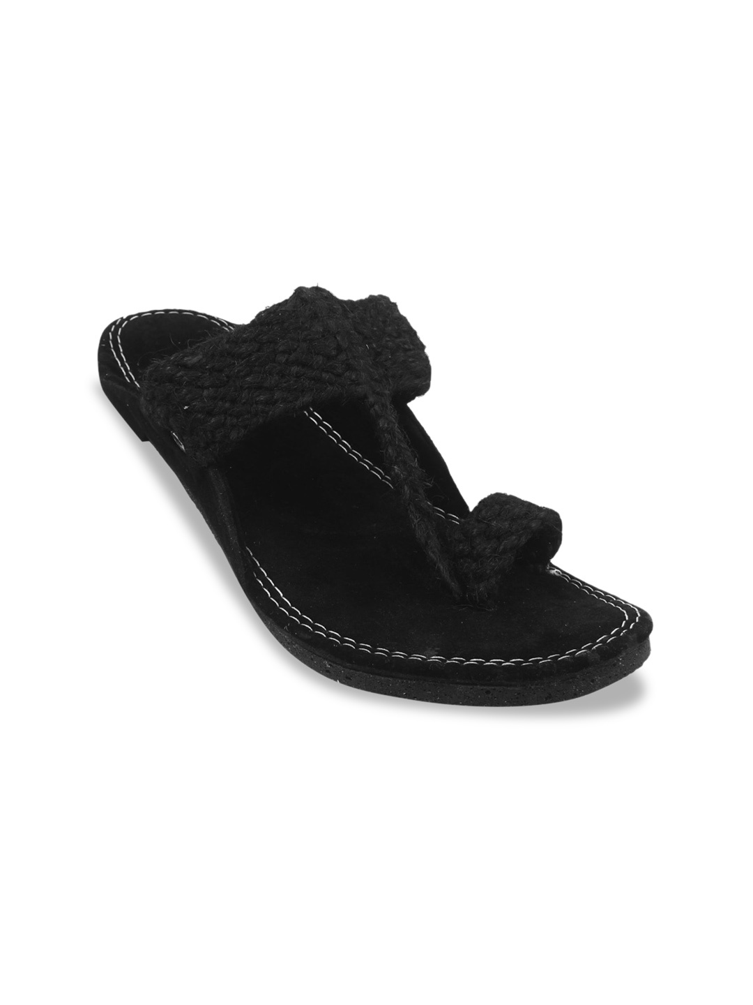 

Apratim Textured One Toe Lightweight Comfort Sandals, Black