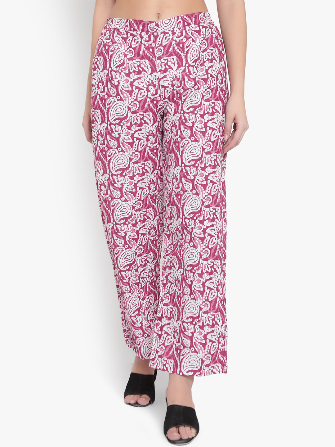 

Indietoga Women Floral Printed Comfort Easy Wash Trousers, Pink