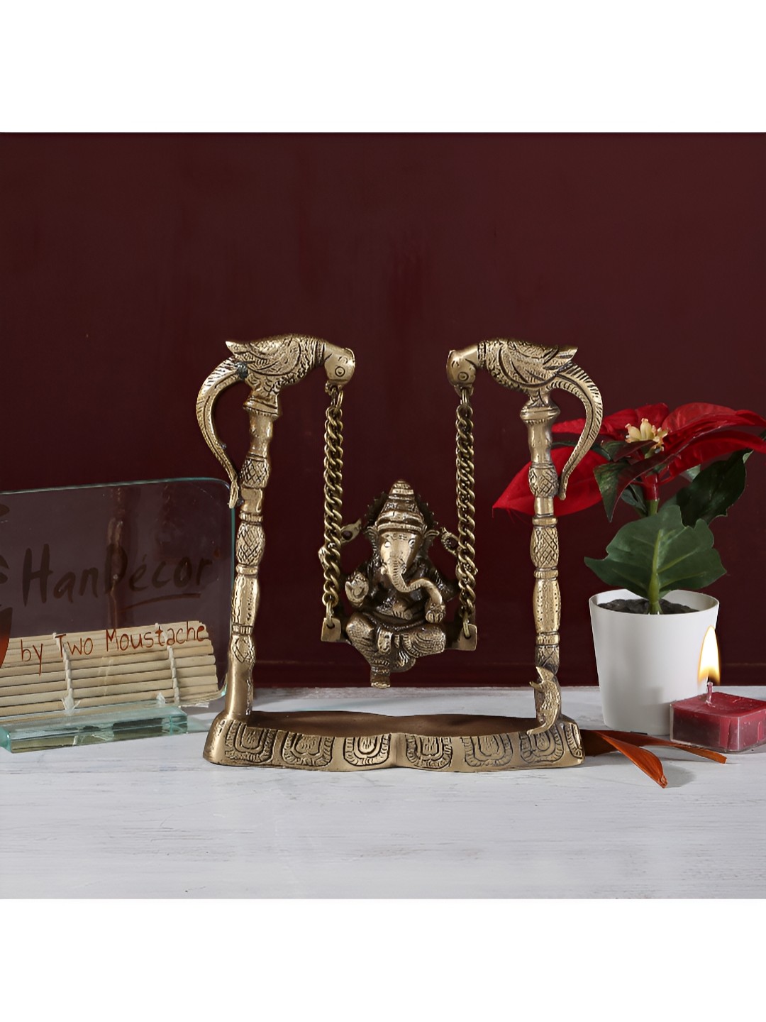 

Two Moustaches Brown Religious Brass Idol Medium Showpiece