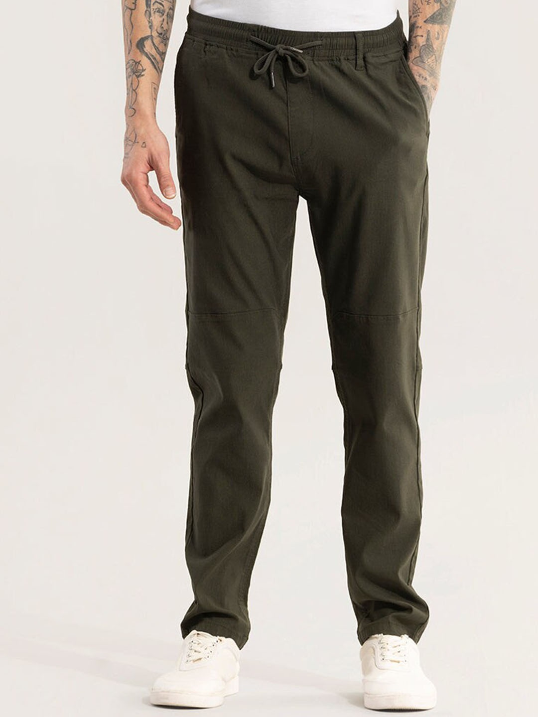 

Snitch Men Green Smart Cotton Trousers