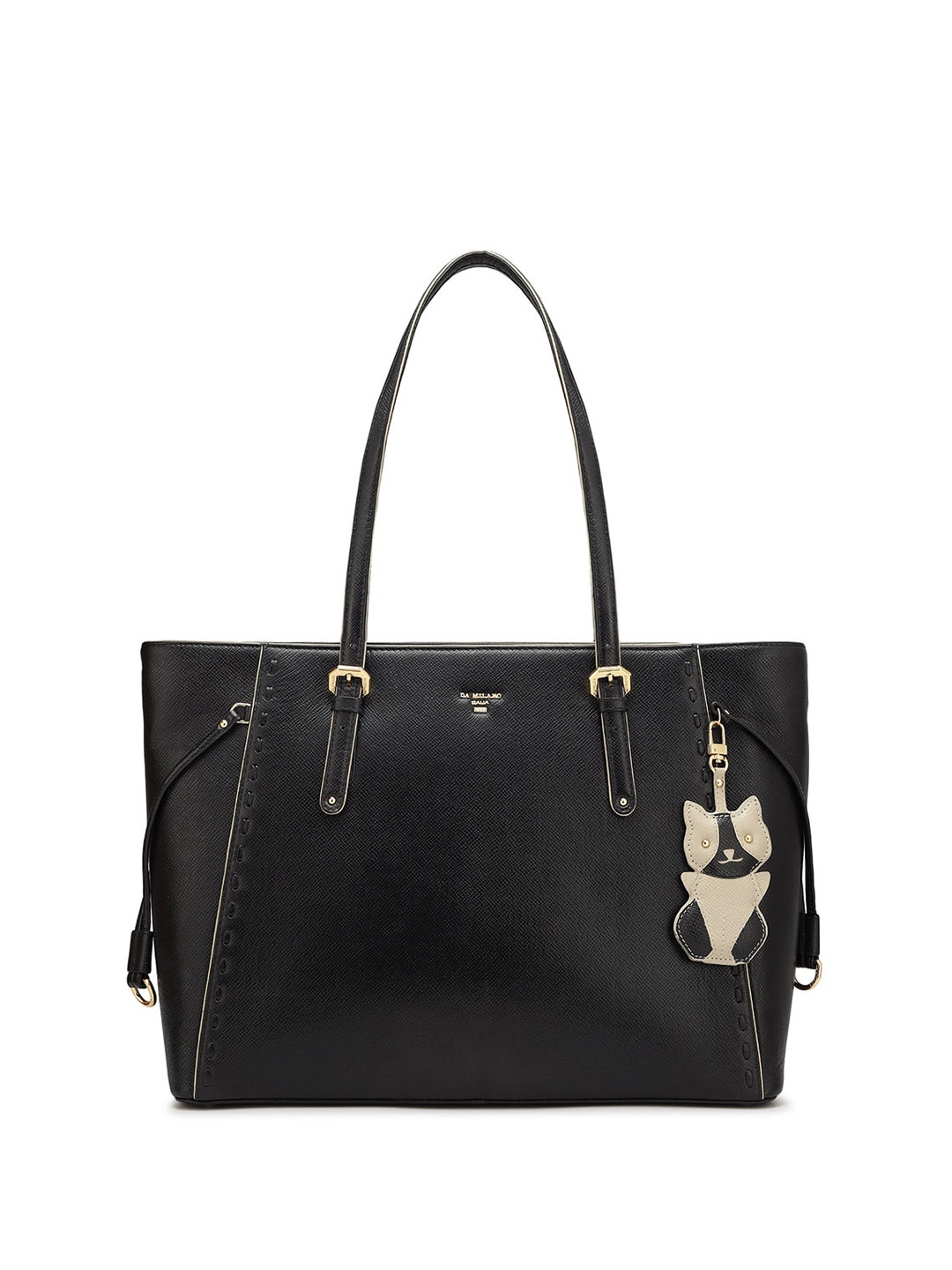 

Da Milano Leather Structured Handheld Bag, Black