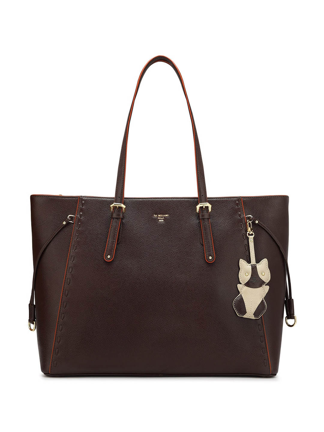 

Da Milano Textured Leather Structured Shoulder Bag, Brown