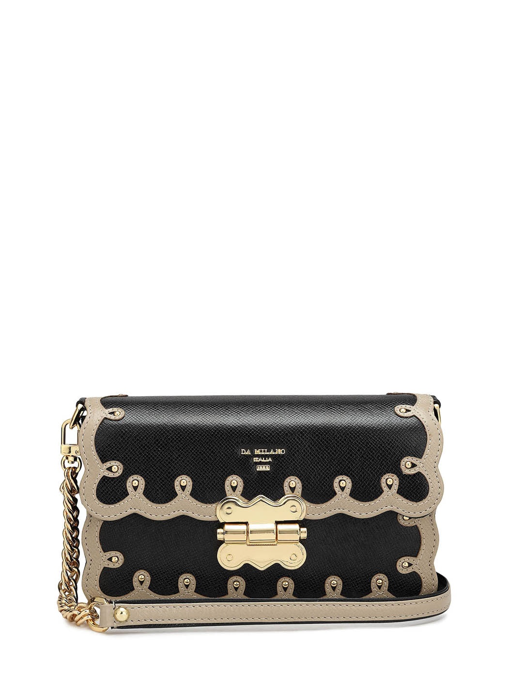 

Da Milano Leather Structured Sling Bag, Black