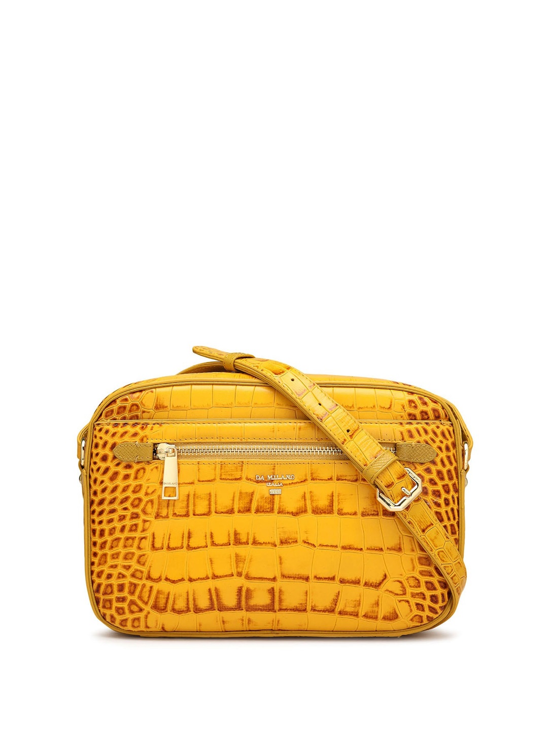 

Da Milano Textured Leather Structured Sling Bag, Yellow