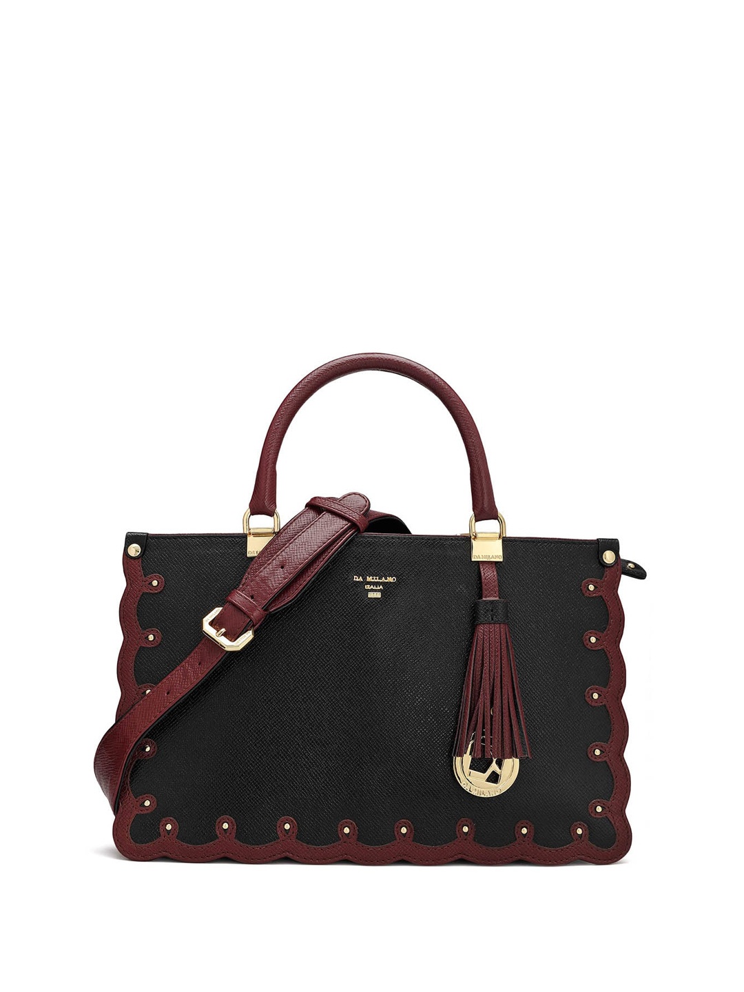 

Da Milano Leather Structured Handheld Bag, Black