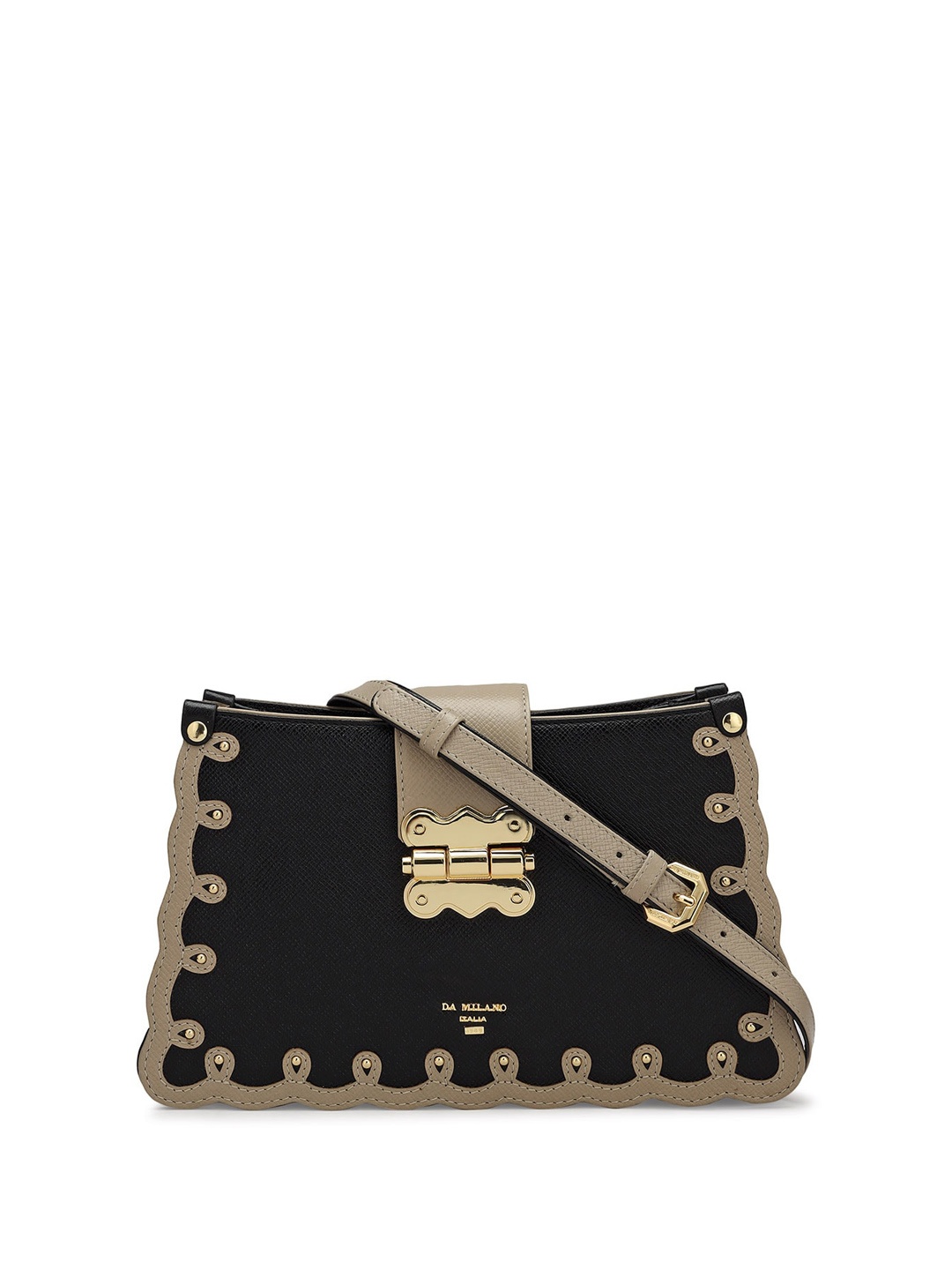 

Da Milano Leather Structured Sling Bag, Black