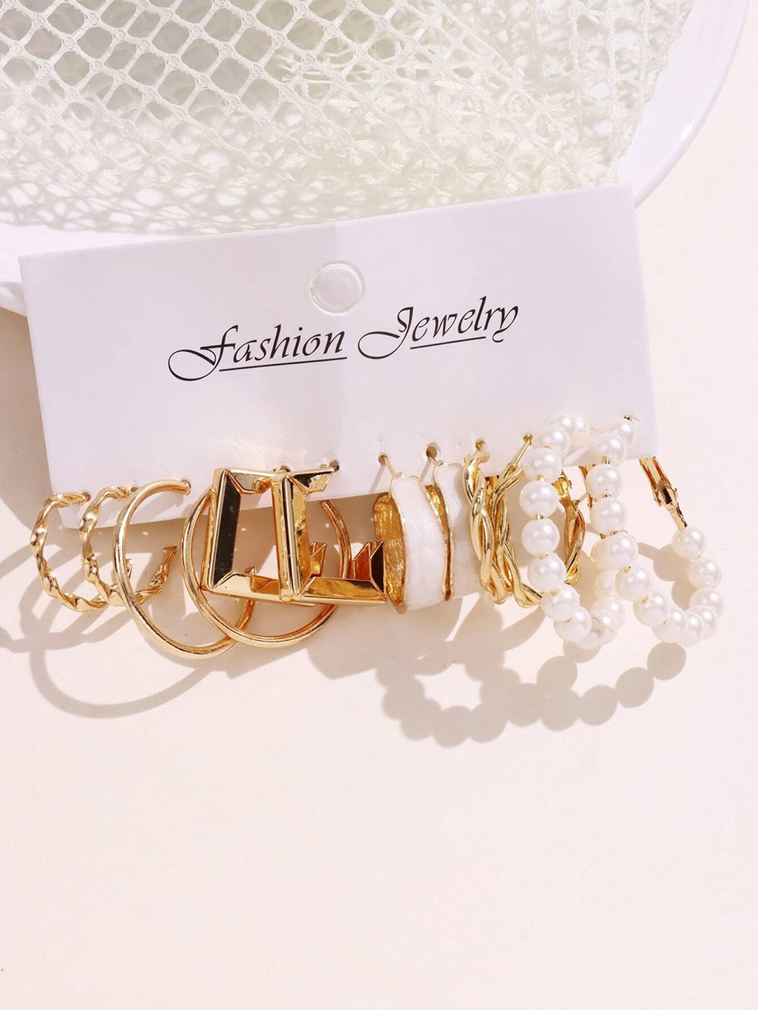 

Bohey by KARATCART Gold Plated Set Of 6 Contemporary Hoop Earrings