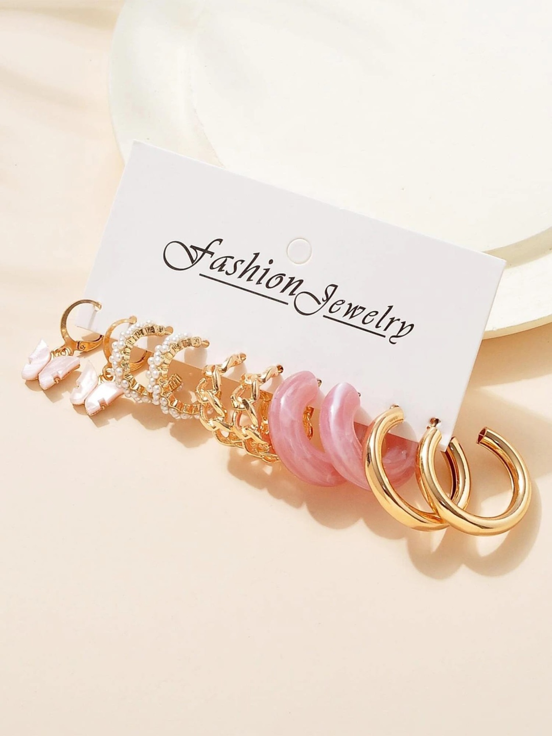 

Bohey by KARATCART Gold-Plated Set Of 5 Contemporary Hoop Earrings