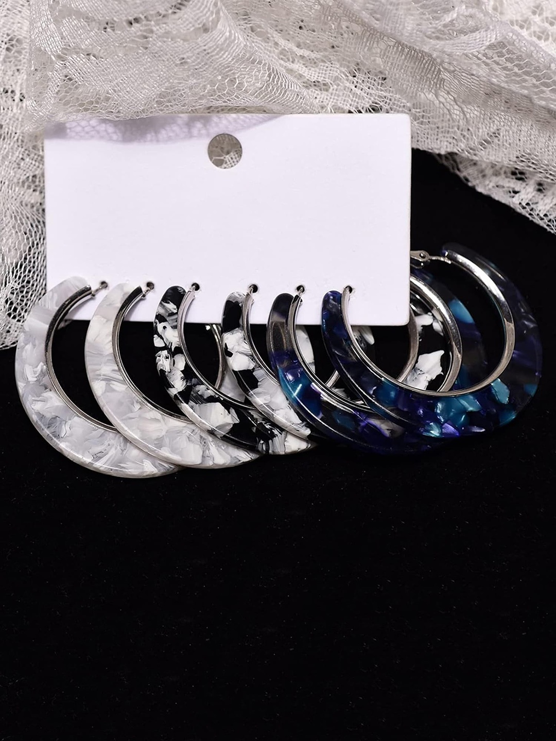 

Bohey by KARATCART Silver-Plated Set Of 3 Contemporary Hoop Earrings