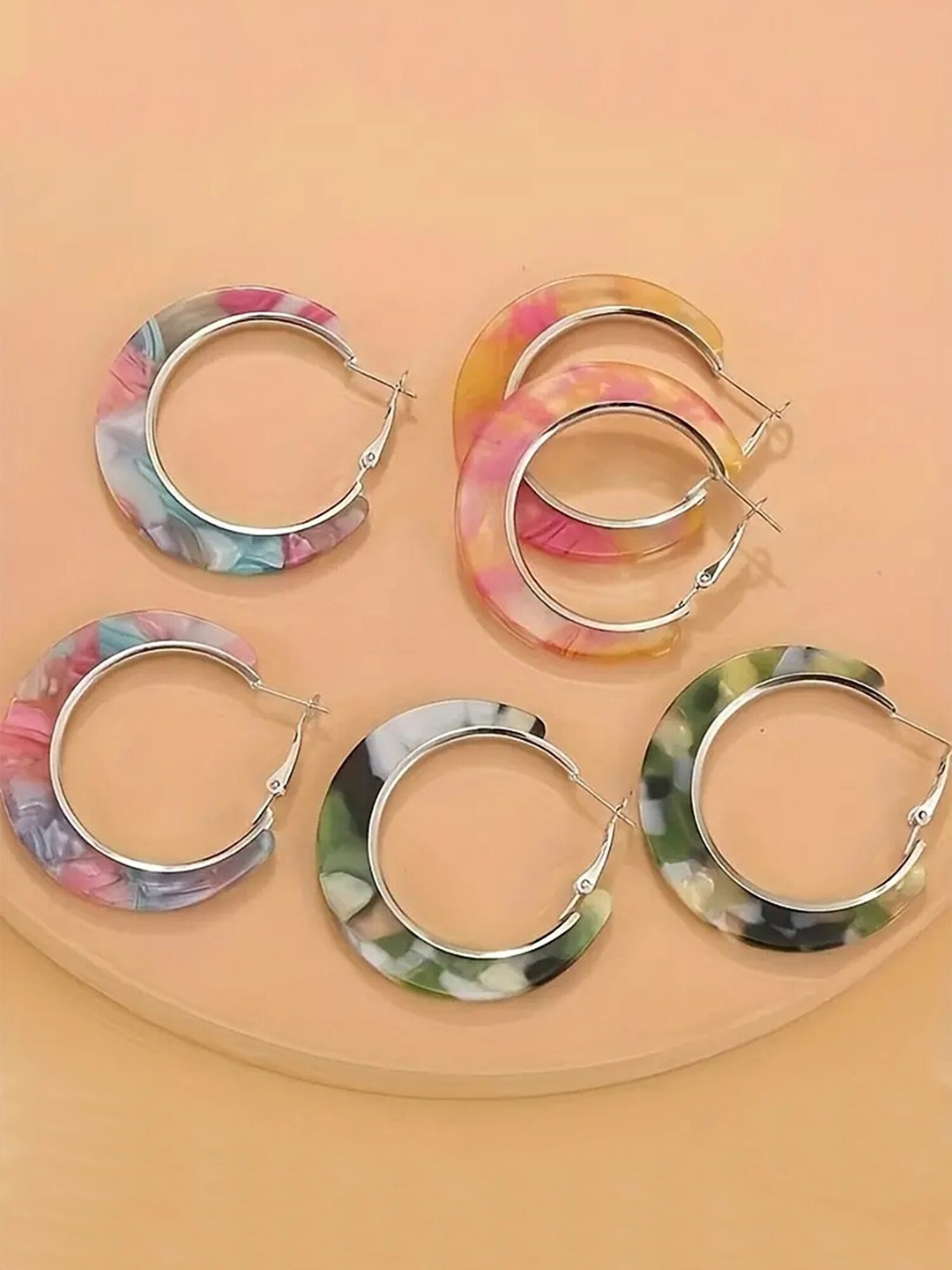 

Bohey by KARATCART Silver-Plated Set Of 3 Contemporary Hoop Earrings